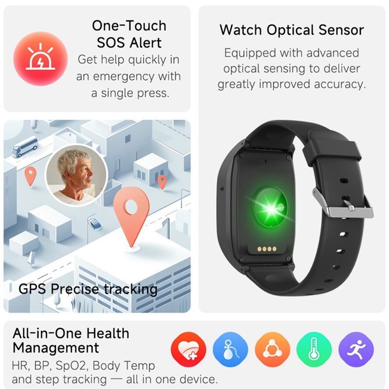 4G Elderly Alarm GPS Watch 4G  - Fall Detection Watch review and price